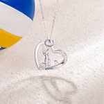 Personalisierte Volleyball Mädchen Herz Zirkon Halskette mit eingraviertem Namen und Nummer Geburtstag Geschenk für Volleyball-Liebhaber