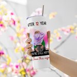 Gepersonaliseerde Bubble Pink Food Grade Steel Roestvrij 20oz Skinny Tumbler Valentijnsdag Verjaardagscadeau voor echtpaar