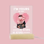Luce notturna a LED con base in legno per San Valentino, regalo di coppia personalizzato I Am Yours, senza restituzione o rimborso