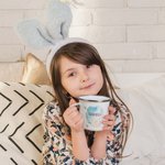 Mug en Enduit d'Émail Motif Lapin Aquarelle Tasse Personnalisée avec Nom Cadeau de Pâques pour Enfant