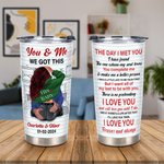 Personalized You & Me 20oz Stainless Steel Tumbler with Name and Words of Love Valentine's Day Anniversary Gift for Couple