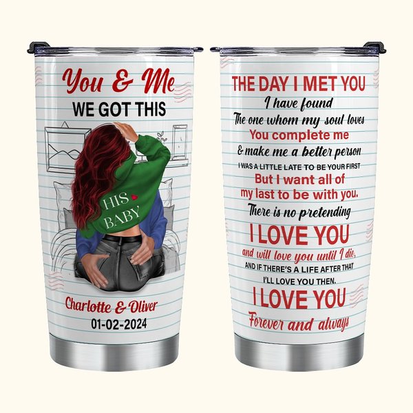 Personalisierte Sie & Me 20oz Edelstahl Becher mit Namen und Worte der Liebe Valentinstag Jahrestag Geschenk für Paar