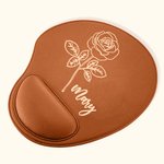 Tapis de Souris Personnalisé avec Nom et Fleur de Naissance Tapis en PU avec Repose-Poignet Accessoire de Bureau Cadeau pour Ami Collègue