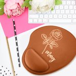 Tapis de Souris Personnalisé avec Nom et Fleur de Naissance Tapis en PU avec Repose-Poignet Accessoire de Bureau Cadeau pour Ami Collègue