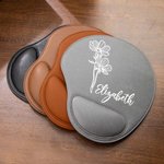 Tapis de Souris Personnalisé avec Nom et Fleur de Naissance Tapis en PU avec Repose-Poignet Accessoire de Bureau Cadeau pour Ami Collègue