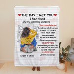 Personalized Cozy Living Room Blanket with Name and Words of Love Romantic Home Decoration Valentine's Day Anniversary Gift for Couple