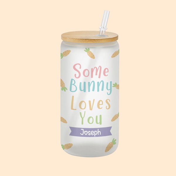 Personalizado Algún Conejito Te Quiere Pascua Zanahoria Escarchada Lata Vasos con Nombre Pascua Regalo para Niños Familia