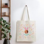 Personalizado lindo conejito Patrón Bolsa de lona Tote Bolso con nombre e imagen Pascua Cumpleaños Regalo para Niños Familia