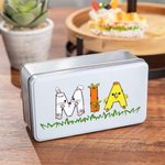 Lata personalizada de galletas con nombre en forma de conejito de pollo Regalo de Pascua de metal para niños