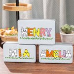 Lata personalizada de galletas con nombre en forma de conejito de pollo Regalo de Pascua de metal para niños