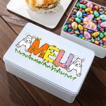 Lata personalizada de galletas con nombre en forma de conejito de pollo Regalo de Pascua de metal para niños