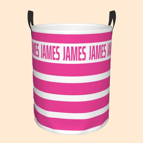 Personalized Stripe Waterproof Oxford Cloth Toy Laundry Basket with Name Housewarming Gift for Family Kids
