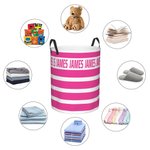 Panier à linge en tissu Oxford imperméable à rayures personnalisé avec nom Cadeau de pendaison de crémaillère pour la famille et les enfants