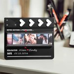 Claquette en Bois Personnalisée avec Photos Roulantes et Conception du Film Cadeau Romantique Saint-Valentin Anniversaire pour Couple