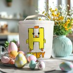 Cestino in tela personalizzato con il nome del coniglietto pulcino iniziale, regalo di Pasqua carino per la famiglia e i bambini