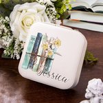 Libro Personalizado Nacimiento Flor Joyero Portátil Accesorio de Viaje Cumpleaños Regalo de Novia para Mujer Amante de los Libros