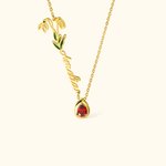 Collier Personnalisé pour Femme Style Minimaliste avec Nom Pierre et Fleur de Naissance Cadeau Anniversaire