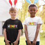 Personalisierte niedlichen Hase Huhn Muster Name Ostern Shirt Sweatshirt Baby Onesie Eltern-Kinder-Kleidung Ostern Geschenk für Familie