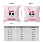 Spersonalizowana poszewka na poduszkę Cute Rabbit Bunny z imieniem Kolorowy wystrój domu Wielkanocny prezent dla dziecka