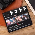 Claquette en Bois Personnalisée avec Photos Roulantes et Conception du Film Cadeau Romantique Saint-Valentin Anniversaire pour Couple