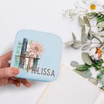 Libro Personalizado Nacimiento Flor Joyero Portátil Accesorio de Viaje Cumpleaños Regalo de Novia para Mujer Amante de los Libros