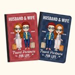 Henkilökohtainen Travel Partners for Life PU Nahka Passport Cover Ystävänpäivä Travel Trip Accessory Lahja pariskunnalle Ystävät