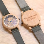 Personalisierte Bambus-Holzuhr mit  Foto und Text Gravur Geburtstagsgeschenk für Damen Herren