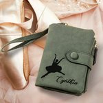 Portefeuille Tri-Fold en cuir avec nom pour danseuse de ballet Cadeau d'anniversaire de danse pour femme fille