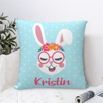 Spersonalizowana poszewka na poduszkę Cute Rabbit Bunny z imieniem Kolorowy wystrój domu Wielkanocny prezent dla dziecka