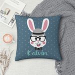 Spersonalizowana poszewka na poduszkę Cute Rabbit Bunny z imieniem Kolorowy wystrój domu Wielkanocny prezent dla dziecka