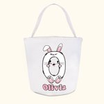 Cestino in tela personalizzato con il nome del coniglietto pulcino iniziale, regalo di Pasqua carino per la famiglia e i bambini