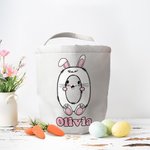 Cestino in tela personalizzato con il nome del coniglietto pulcino iniziale, regalo di Pasqua carino per la famiglia e i bambini