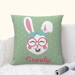 Spersonalizowana poszewka na poduszkę Cute Rabbit Bunny z imieniem Kolorowy wystrój domu Wielkanocny prezent dla dziecka