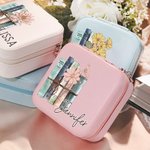 Libro Personalizado Nacimiento Flor Joyero Portátil Accesorio de Viaje Cumpleaños Regalo de Novia para Mujer Amante de los Libros