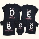 Personalizado lindo conejito Chick Letras Onesie bebé Camiseta Sudadera Padres-niños Ropa Pascua Baby Shower Regalo para la familia Kid
