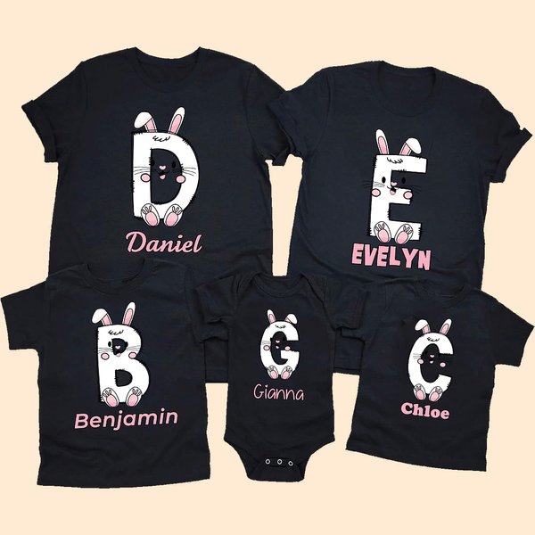 Personalizado lindo conejito Chick Letras Onesie bebé Camiseta Sudadera Padres-niños Ropa Pascua Baby Shower Regalo para la familia Kid