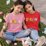 Personalisierte niedlichen Hase Huhn Muster Name Ostern Shirt Sweatshirt Baby Onesie Eltern-Kinder-Kleidung Ostern Geschenk für Familie
