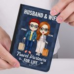 Henkilökohtainen Travel Partners for Life PU Nahka Passport Cover Ystävänpäivä Travel Trip Accessory Lahja pariskunnalle Ystävät