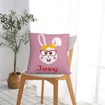 Spersonalizowana poszewka na poduszkę Cute Rabbit Bunny z imieniem Kolorowy wystrój domu Wielkanocny prezent dla dziecka