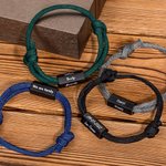 Bracelet Réglable avec Nœud de Corde Personnalisé avec Texte sur Perle de 6 Faces Bijoux Minimalistes Cadeau Anniversaire Fête des Pères pour Homme