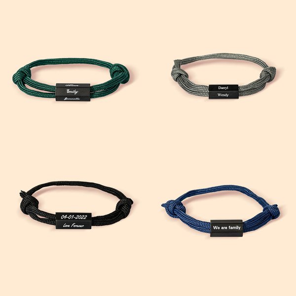 Bracciale regolabile con nodo di corda personalizzato con 6 lati perlina opaca Gioielli minimalisti Regalo di compleanno per la festa del papà per uom