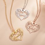 Pendentif Prénom Coeur Ailes d'Ange Collier Personnalisé avec Nom Cadeau St Valentin Anniversaire pour Femme