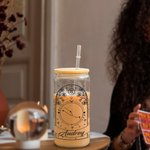 Verre personnalisé Horoscope du Zodiaque Tasse à café florale 20oz avec couvercle en bambou et paille Cadeau d'anniversaire pour l'amoureux de l'Horos