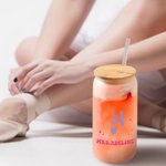 Verre en verre givré avec paille et nom Cadeau pour Ballerine