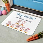 Spersonalizowana wycieraczka powitalna Hope on It Cute Easter Bunny z imieniem Wielkanocny prezent dla rodziny