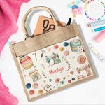 Personalisierte Nähen Thema Jute Tasche mit Segeltuch Tasche Tote Bag Geburtstag Muttertag Geschenk für Nähen Liebhaber