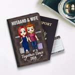 Personalizado Juntos desde hace muchos años Funda de pasaporte a cuadros Regalo de viaje de San Valentín para parejas