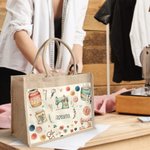 Personalisierte Nähen Thema Jute Tasche mit Segeltuch Tasche Tote Bag Geburtstag Muttertag Geschenk für Nähen Liebhaber