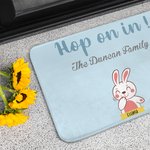 Spersonalizowana wycieraczka powitalna Hope on It Cute Easter Bunny z imieniem Wielkanocny prezent dla rodziny