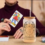 Verre personnalisé Horoscope du Zodiaque Tasse à café florale 20oz avec couvercle en bambou et paille Cadeau d'anniversaire pour l'amoureux de l'Horos